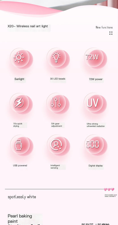 Wireless Nail Lamp with Rechargeable Lithium Battery