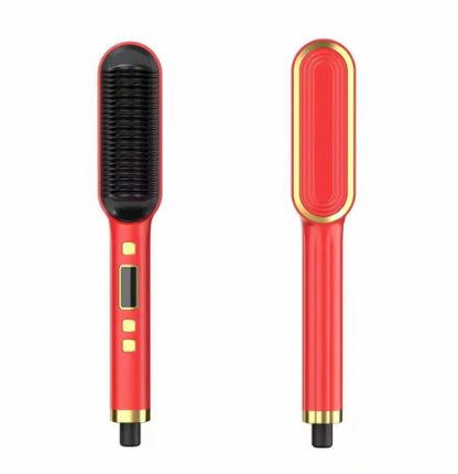 LCD Hair Straightening Comb with Curling Iron