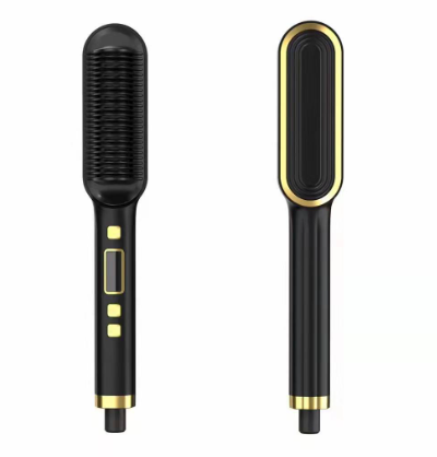 LCD Hair Straightening Comb with Curling Iron
